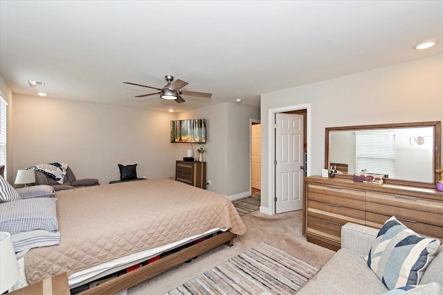 433 Longstone Rd, Gallatin, TN 37066 - bedroom featuring light carpet, a ceiling fan, and recessed lighting