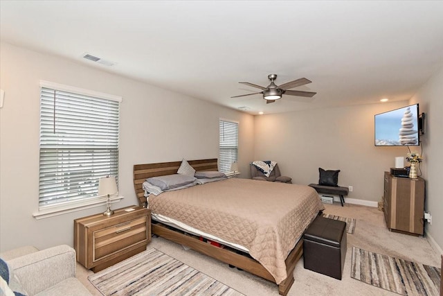 433 Longstone Rd, Gallatin, TN 37066 - bedroom with multiple windows, light carpet, a ceiling fan, and recessed lighting