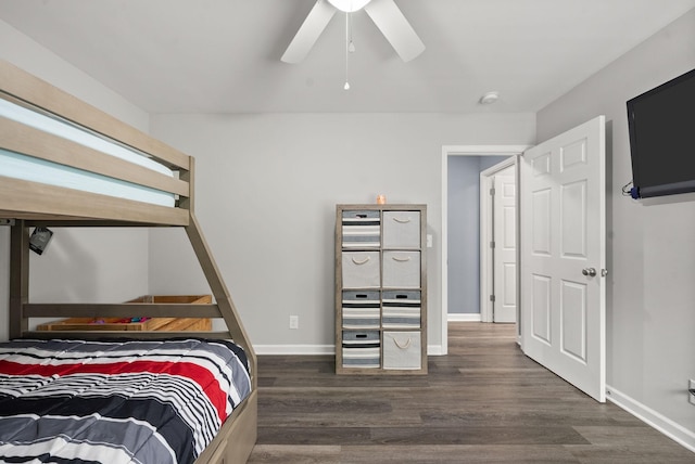 516 Cedarcrest Dr, Chapmansboro, TN 37035 - bedroom with dark wood finished floors and ceiling fan