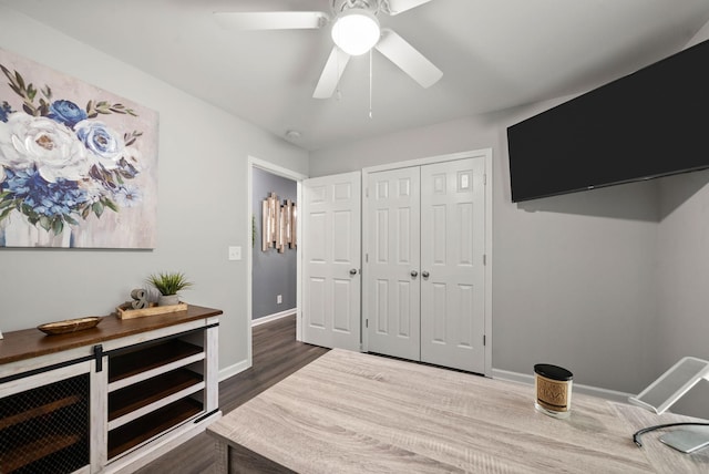 516 Cedarcrest Dr, Chapmansboro, TN 37035 - office with dark wood-type flooring and a ceiling fan