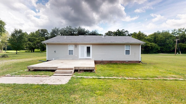 1726 Old Clarksville Pike, Chapmansboro, TN 37035 - rear view of house featuring a lawn, a deck, and crawl space
