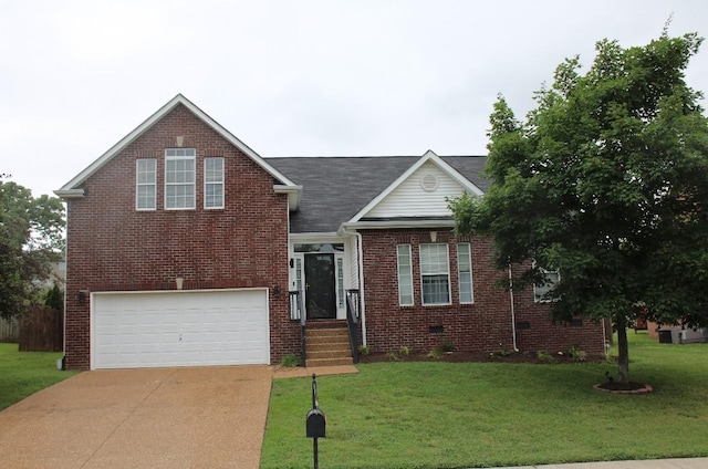 1030 Oakhall Dr, Mount Juliet, TN 37122 - view of front of home featuring concrete driveway, an attached garage, a front lawn, and brick siding