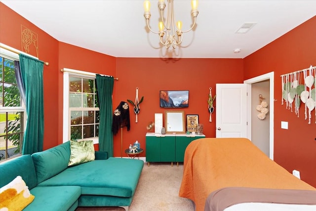 3028 Honeysuckle Dr, Spring Hill, TN 37174 - bedroom featuring a chandelier and light carpet