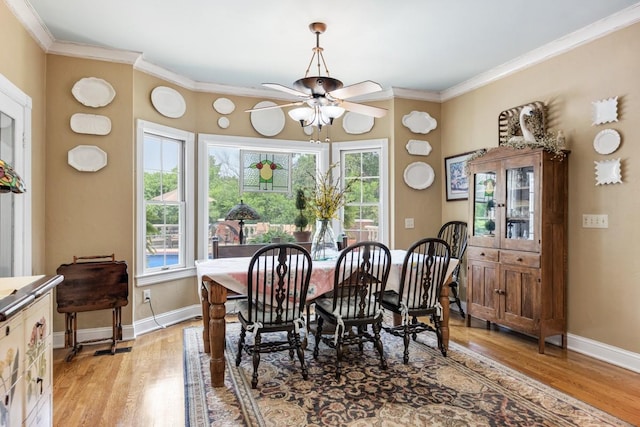 2208 Chadwick Ct, Mount Juliet, TN 37122 - dining room featuring light wood-style flooring, crown molding, and a ceiling fan