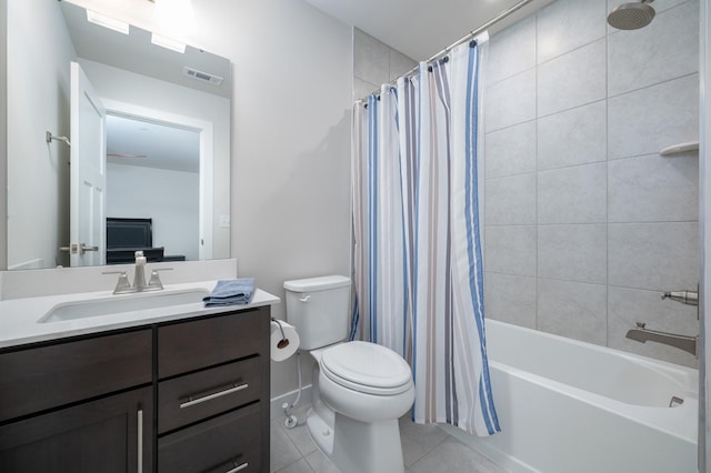 1401 Kennebec Dr, Smyrna, TN 37167 - full bath featuring vanity, tile patterned flooring, and shower / bath combination with curtain