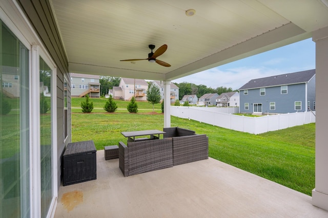 1401 Kennebec Dr, Smyrna, TN 37167 - view of patio / terrace with a residential view, an outdoor hangout area, and ceiling fan