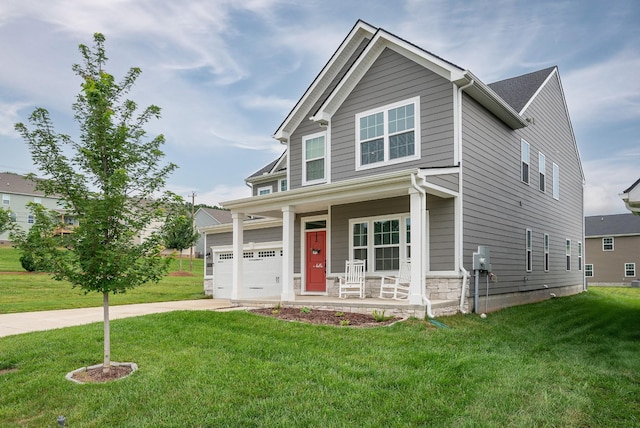1401 Kennebec Dr, Smyrna, TN 37167 - craftsman inspired home featuring a porch, concrete driveway, and a front lawn