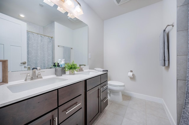 1401 Kennebec Dr, Smyrna, TN 37167 - bathroom featuring double vanity, tile patterned flooring, and a shower with shower curtain