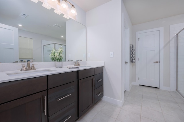 1401 Kennebec Dr, Smyrna, TN 37167 - full bath with double vanity, a shower stall, and tile patterned flooring