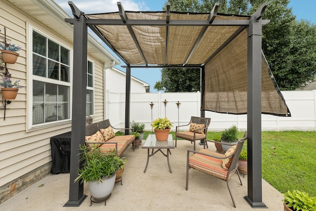 1652 Saint Andrews Dr, Murfreesboro, TN 37128 - fenced backyard with outdoor lounge area, a pergola, and a patio