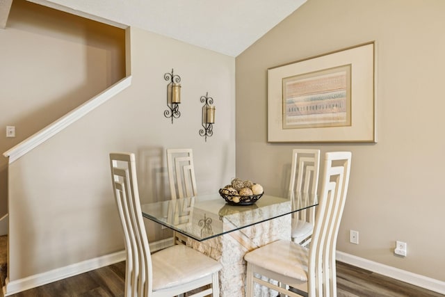 1652 Saint Andrews Dr, Murfreesboro, TN 37128 - dining area with wood finished floors, vaulted ceiling, and stairs
