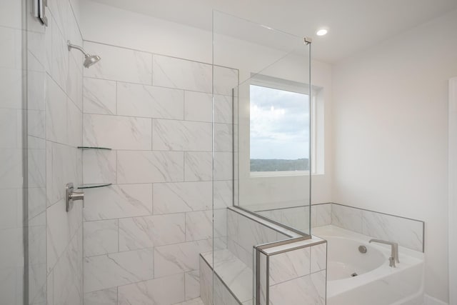 3294 Camden Ct, Mount Juliet, TN 37122 - bathroom featuring a garden tub and a tile shower