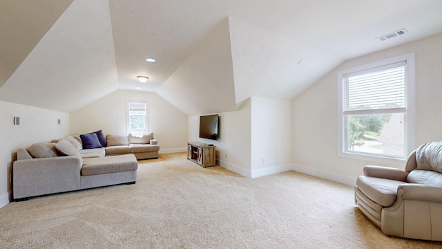 166 Azalea Ln, Franklin, TN 37064 - living area with lofted ceiling and carpet flooring