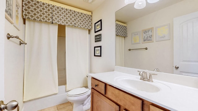 166 Azalea Ln, Franklin, TN 37064 - bathroom featuring vanity, tile patterned floors, and shower / bath combination with curtain