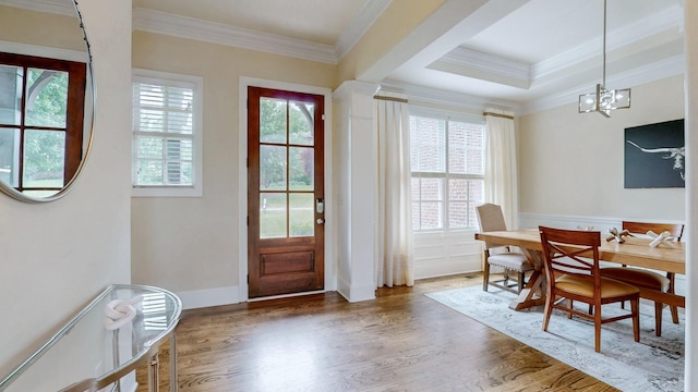 166 Azalea Ln, Franklin, TN 37064 - entryway with plenty of natural light, wood finished floors, ornamental molding, and a chandelier