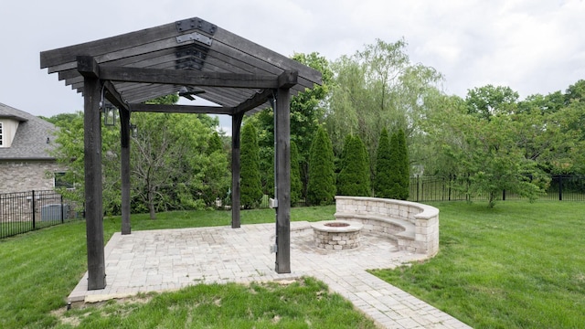 166 Azalea Ln, Franklin, TN 37064 - fenced backyard with an outdoor fire pit, a patio, and a gazebo