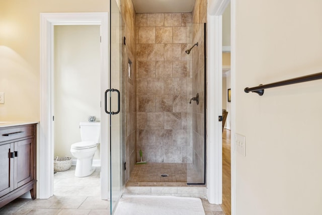 410 Ridge View Ct, Franklin, TN 37067 - bathroom featuring a stall shower, vanity, and tile patterned flooring