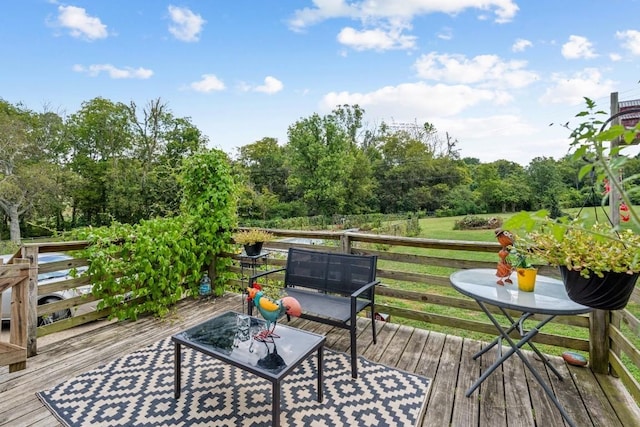 3448 Mahlon Moore Rd, Spring Hill, TN 37174 - wooden deck featuring view of wooded area and a lawn