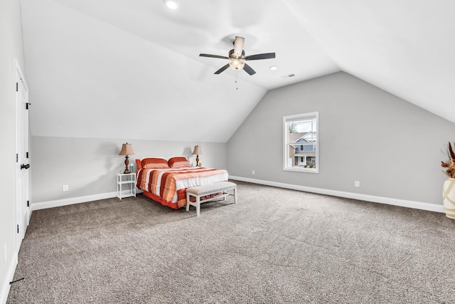 541 Macy Lynn Dr, Clarksville, TN 37042 - bedroom featuring carpet flooring, lofted ceiling, ceiling fan, and recessed lighting