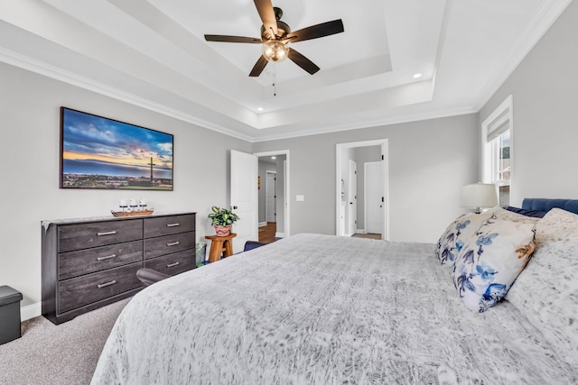 541 Macy Lynn Dr, Clarksville, TN 37042 - bedroom with a tray ceiling, ceiling fan, recessed lighting, carpet floors, and ornamental molding