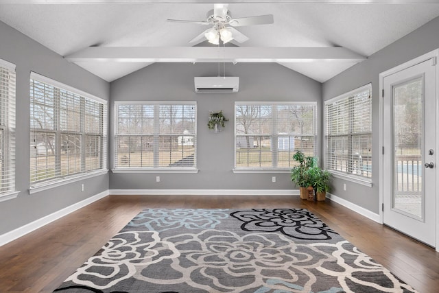 9321 Hopi Trl, Ooltewah, TN 37363 - unfurnished sunroom with a wall mounted air conditioner and wood finished floors