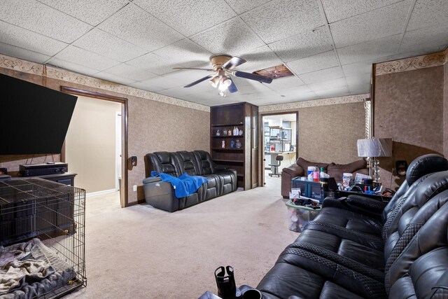 1325 City View St SE, Cleveland, TN 37311 - living room with carpet floors, ceiling fan, and a paneled ceiling