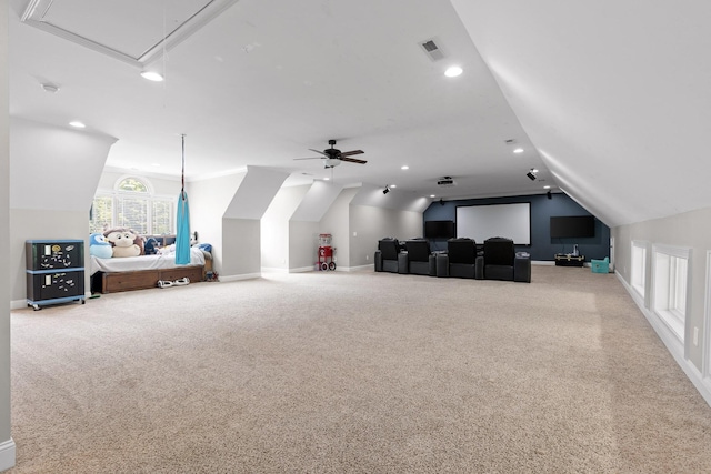 6069 Candies Creek Ridge Rd NW, Charleston, TN 37310 - carpeted cinema with lofted ceiling, recessed lighting, and a ceiling fan