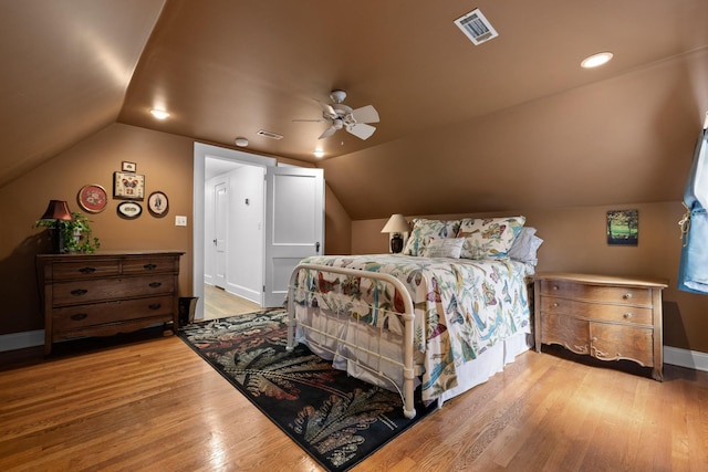 402 Fairview Dr, Dalton, GA 30720 - bedroom with wood finished floors, lofted ceiling, and ceiling fan