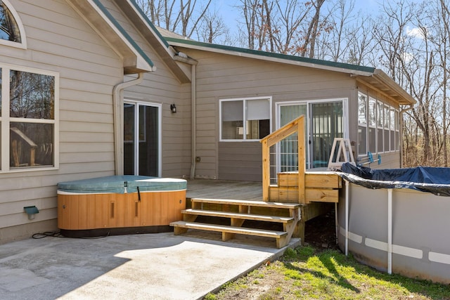 1080 Harp Switch Rd, Chickamauga, GA 30707 - wooden terrace featuring a hot tub and a patio