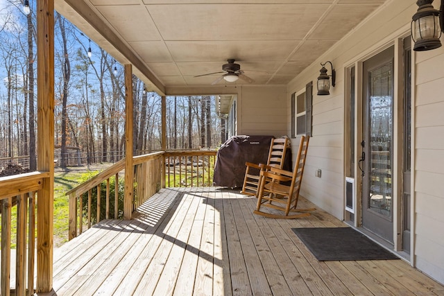 1080 Harp Switch Rd, Chickamauga, GA 30707 - deck with ceiling fan and grilling area