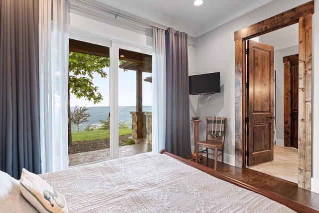 6835 Jasper Highlands Blvd, Jasper, TN 37347 - bedroom with access to exterior, wood finished floors, and recessed lighting
