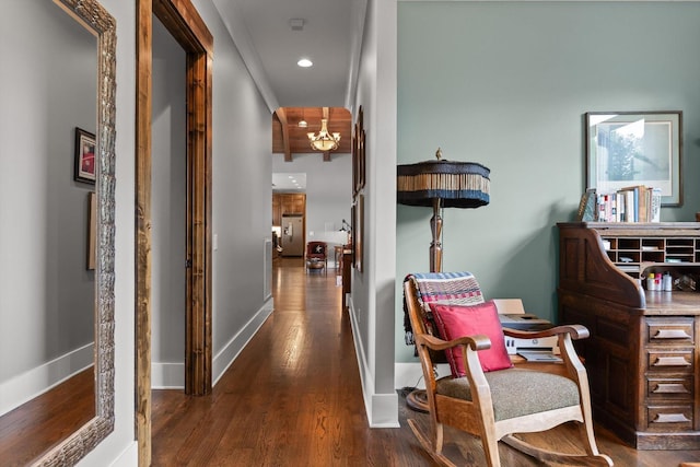 6835 Jasper Highlands Blvd, Jasper, TN 37347 - corridor featuring dark wood-style flooring and recessed lighting