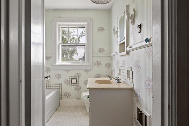 20 Ridge Rd, Chattanooga, TN 37411 - full bath with wallpapered walls, vanity, a tub, and tile patterned flooring
