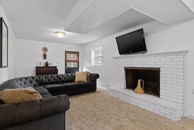 4338 Comet Trl, Hixson, TN 37343 - living area with carpet floors and a brick fireplace