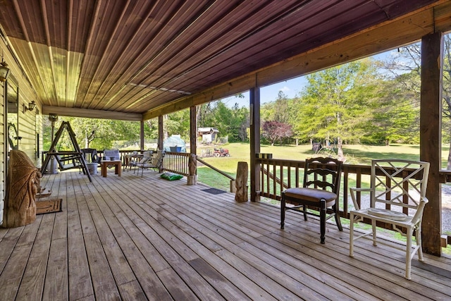 553 Back Valley Rd, Trenton, GA 30752 - wooden deck with a yard and view of scattered trees
