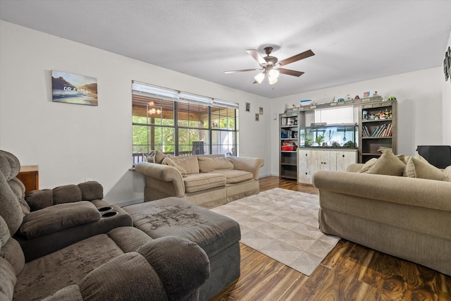 553 Back Valley Rd, Trenton, GA 30752 - living area with wood finished floors and ceiling fan