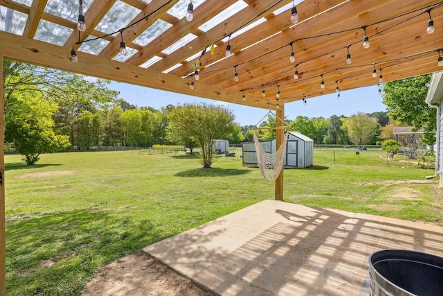 225 Shawn Ln, Chatsworth, GA 30705 - view of yard featuring a shed, a patio, a pergola, and view of scattered trees