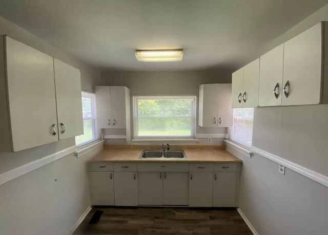 604606 N Moore Rd, Chattanooga, TN 37411 - kitchen featuring light countertops, dark wood-style floors, and white cabinetry