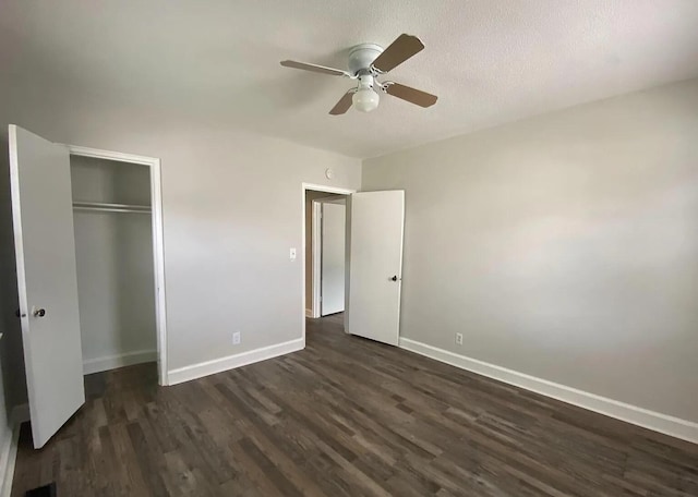 604606 N Moore Rd, Chattanooga, TN 37411 - unfurnished bedroom featuring dark wood-type flooring, a closet, and a ceiling fan