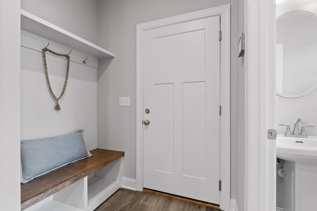 9614 Mulberry Gap Way, Ooltewah, TN 37363 - mudroom featuring dark wood-type flooring and baseboards