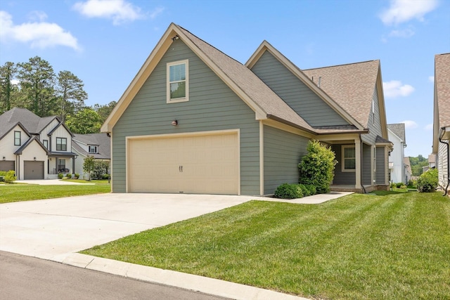 9614 Mulberry Gap Way, Ooltewah, TN 37363 - view of front facade featuring a front lawn, a shingled roof, and concrete driveway