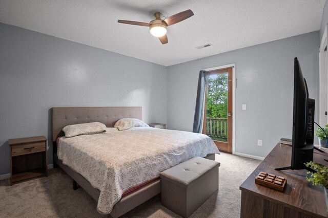 411 Meadow Green Dr, Ringgold, GA 30736 - carpeted bedroom with access to outside and ceiling fan