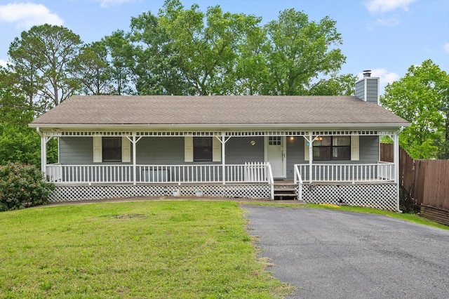 411 Meadow Green Dr, Ringgold, GA 30736 - view of front of property with a porch, a chimney, and roof with shingles