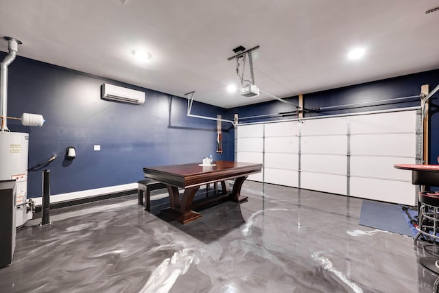 7183 Tailgate Loop, Ooltewah, TN 37363 - garage featuring a wall unit AC, a garage door opener, water heater, and recessed lighting