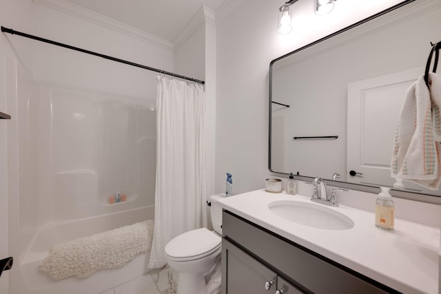 7183 Tailgate Loop, Ooltewah, TN 37363 - full bath with crown molding, vanity, shower / tub combo, and marble finish floors