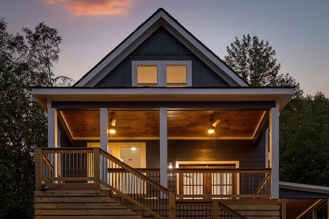 5509 Alabama Ave, Chattanooga, TN 37409 - rear view of property with covered porch and board and batten siding
