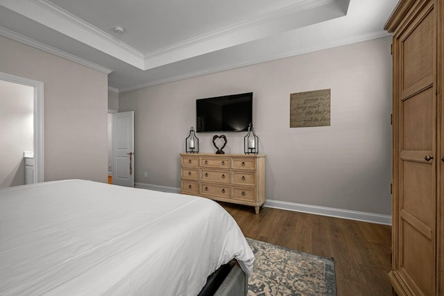 7192 Winfrey Dr, Fairview, TN 37062 - bedroom with a raised ceiling, dark wood-style flooring, and ornamental molding