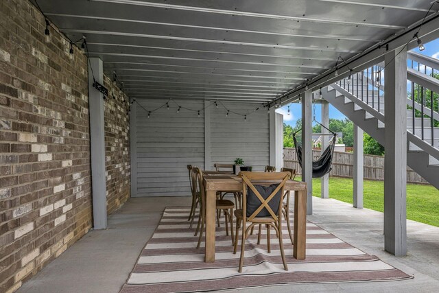7192 Winfrey Dr, Fairview, TN 37062 - view of patio with stairway, outdoor dining area, and a wooden deck