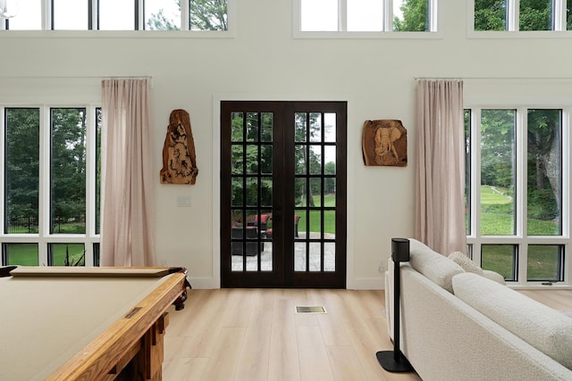 9208 Windstone Dr, Ooltewah, TN 37363 - entryway with healthy amount of natural light, light wood finished floors, french doors, and a towering ceiling