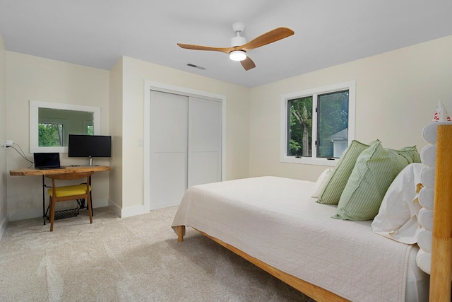 9208 Windstone Dr, Ooltewah, TN 37363 - carpeted bedroom featuring a closet, ceiling fan, and a desk